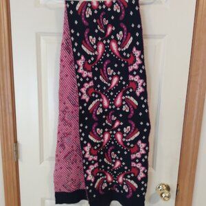 Vera Bradley: Blue, pink, and white scarf. Measures approx. 14"x80".